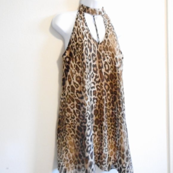 Animal Print Choker style neck mini dress  size S - Picture 1 of 4